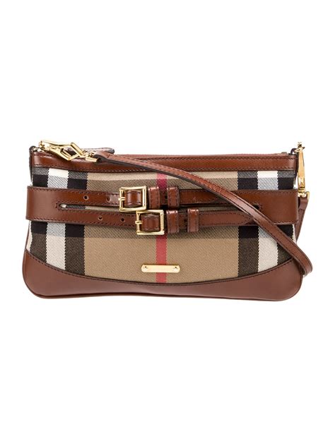 burberry peyton housecheck brown leather crossbody bag